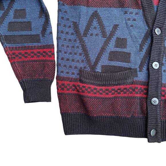 Vintage Sweater Graphix Cardigan Kurt Cobain Grandpa Aztec Grunge Western-L - Picture 4 of 14